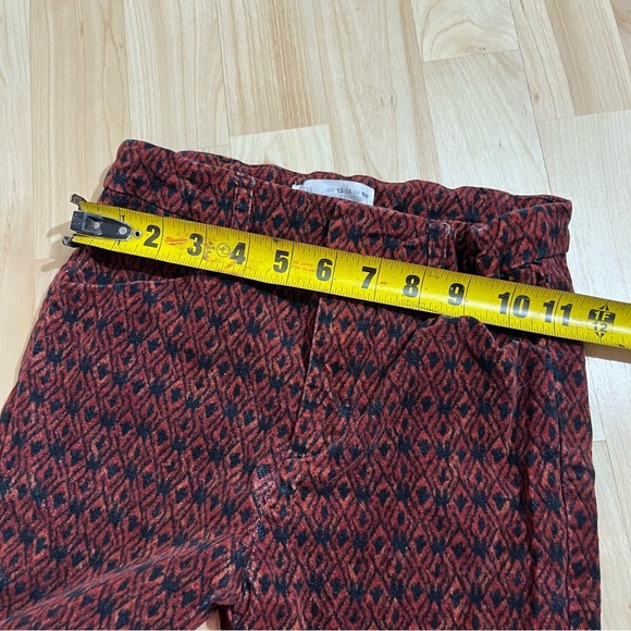 Zara Girls Age 13-14 Printed Corduroy Flared Trousers Red Black - Picture 5 of 6